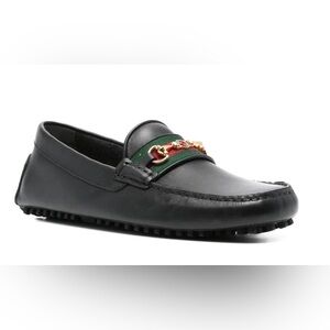Gucci Black Leather Horsebit-Detail Loafer US 8